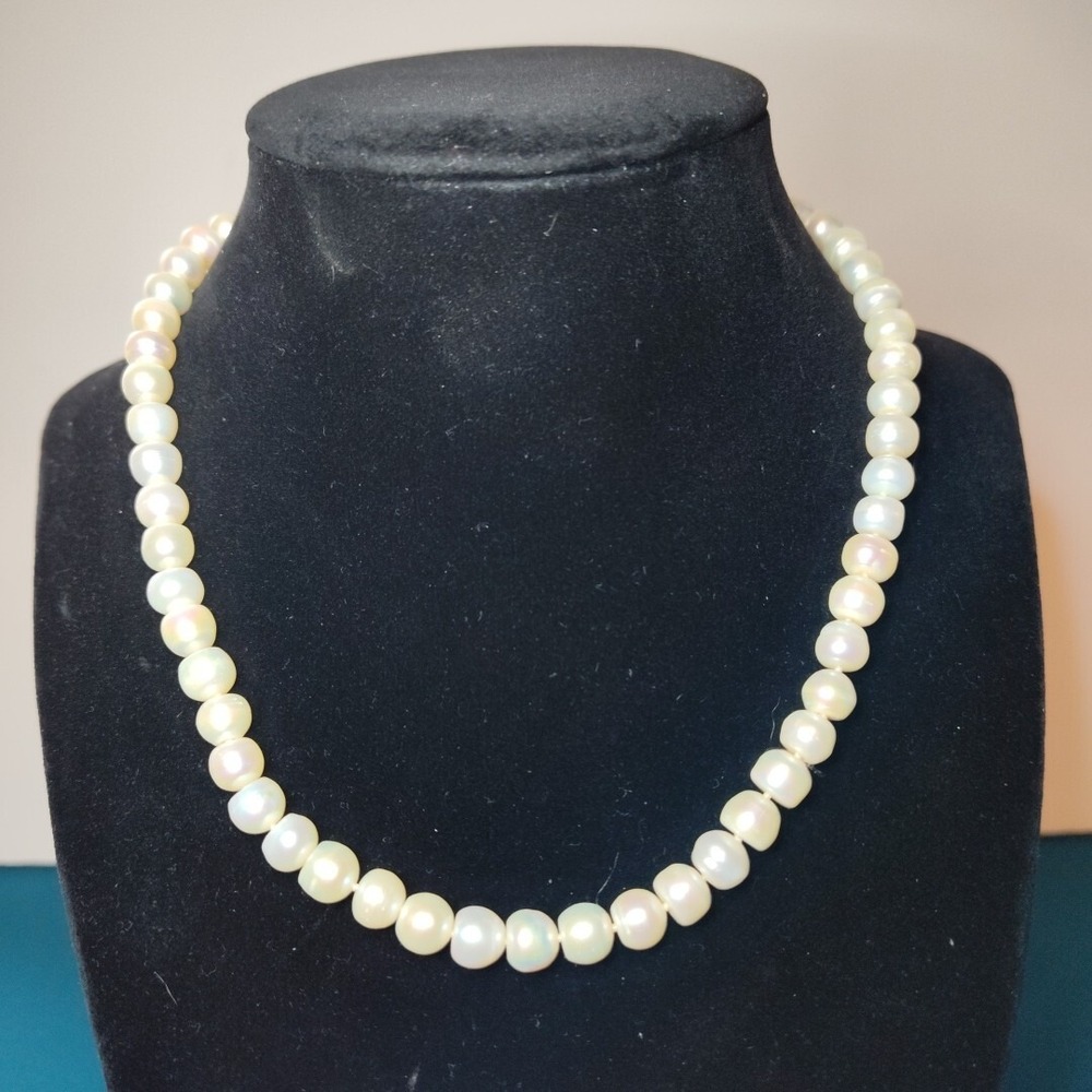 Fresh water pearl necklace sunburst clasp fashion classic beauty preppy money